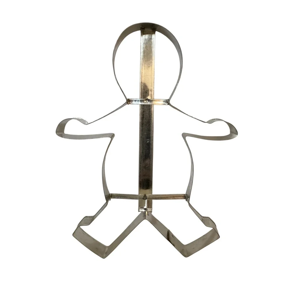 Vintage 8 Inch Metal Cookie Cutter 2-in-1 Snowman Gingerbread Boy Original Box